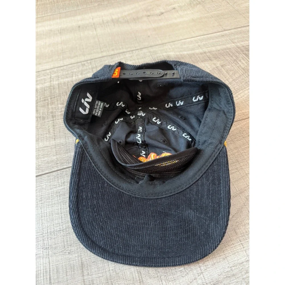 LIV Biker Vibes Black Corduroy Rope Snapback Hat Retro Moto Cap